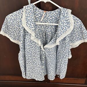 Free People Blue Floral Crop Top